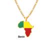 Collar con Mapa de Esmalte Africano: Colgante Geométrico de Acero de Titanio, Joyería Estilo 2022.
