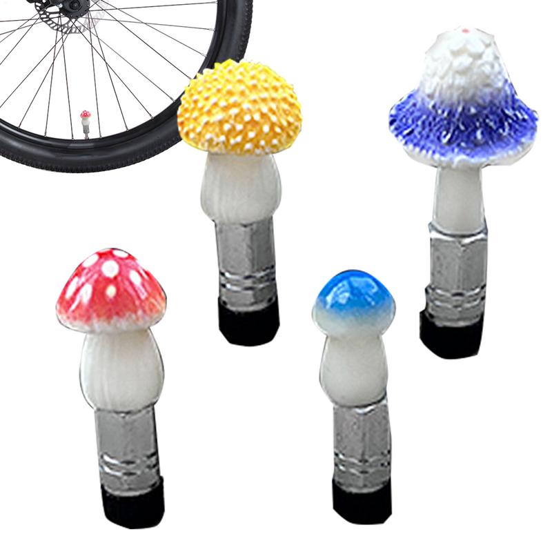 Valve Stem Caps Leak-Proof Mushroom Tire Air Cap Set 4pcs Tire Valve Cap Set with French Valve Adapter External Tire Decoration