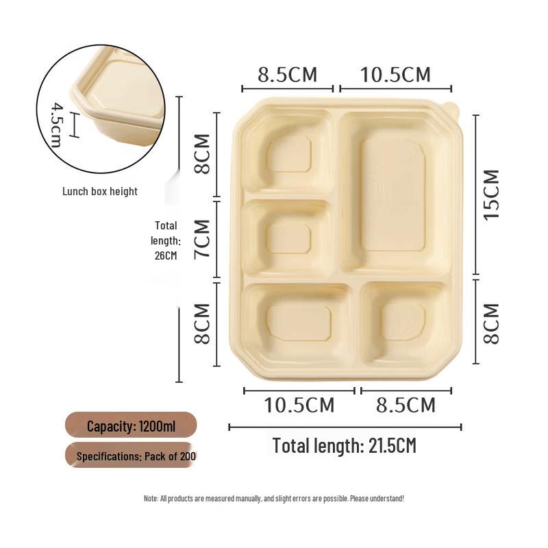 Eco-Friendly 5-Compartment Disposable Lunch Boxes
