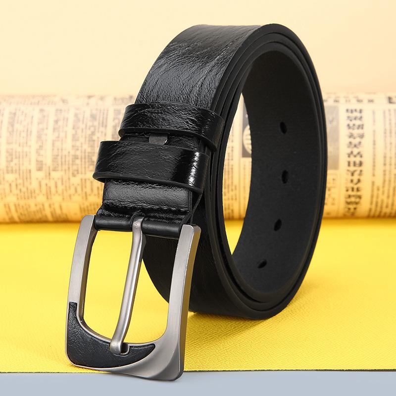 Men's TPU Strap with Leather Sticker and Needle Buckle Fashionable Casual Versatile Trendy Business Belt