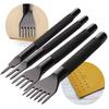Leather Punch Tool Kit Pro Belt Hole Puncher with 1/2/4/6 Prong Heads, Hand Tool for Leather Craft, Stitching & Lacing Punch Set