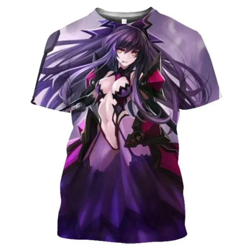 Mangas Date A Live Tokisaki Kurumi Sexy Girls Otaku Graphic 3D T-Shirts Anime Short Sleeve Harajuku Shirt for Men Tees Tops