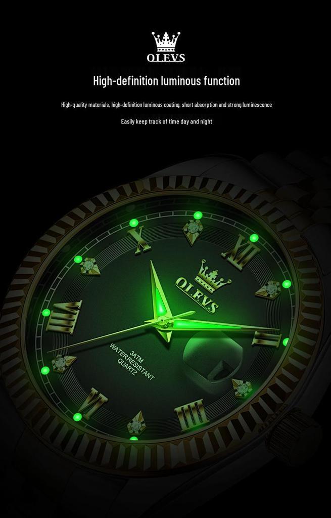 Oulishi Men's Quartz Watch: Single Calendar, Solid Band, Business Waterproof, Luminous