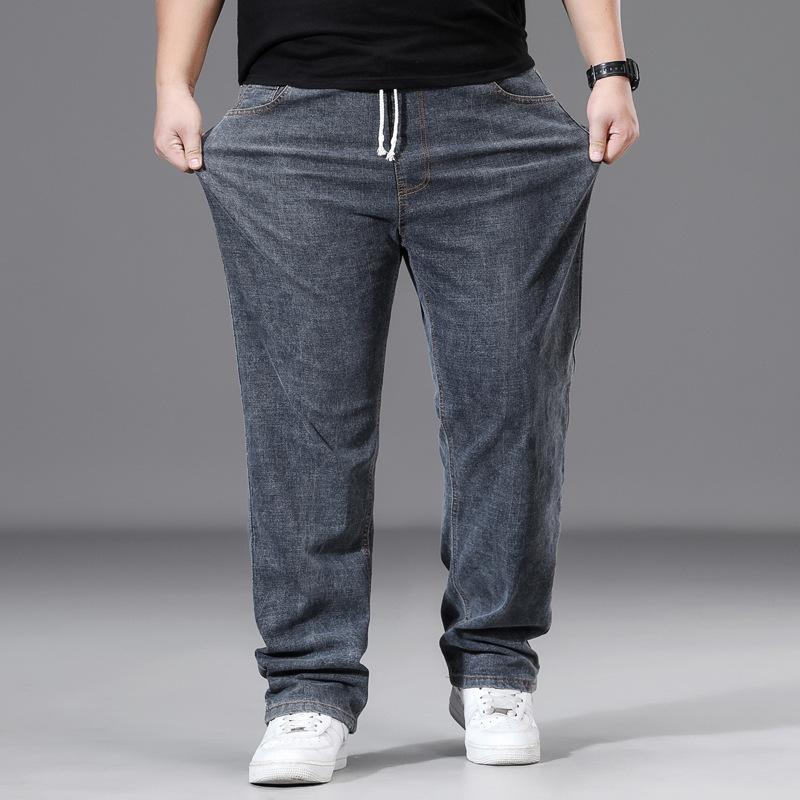 Heren Plus Size Rechtvallende Relaxte Pasvorm Elastische Taille Heren Wijde Pijpen Effen Broek