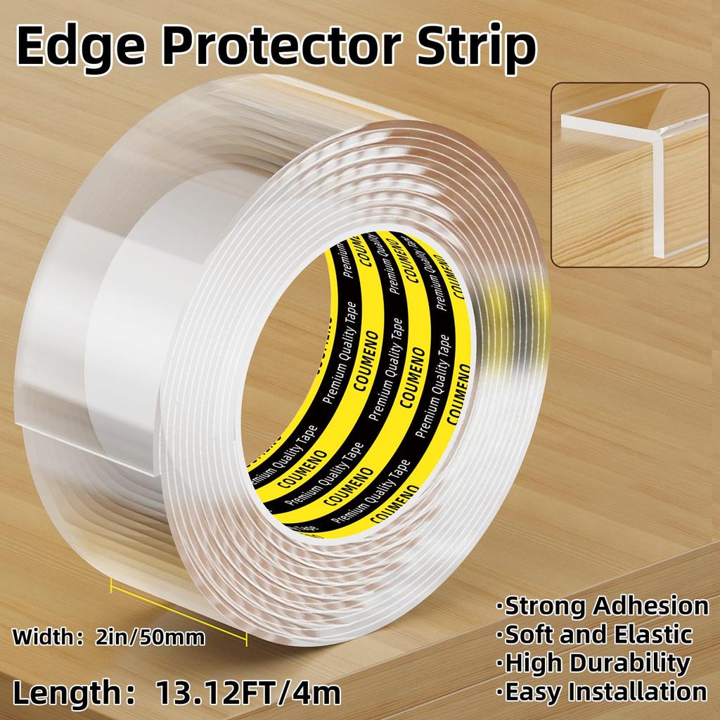 COUMENO Transparent Corner Furniture Corner Protection Tape for and Classroom 4m 50mm 2mm Thick Protector, Home, Nursery, Kindergarten, Safety, Long,