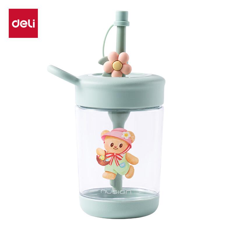 Стеклянная бутылка для воды Deli Butter Bear с соломинкой
