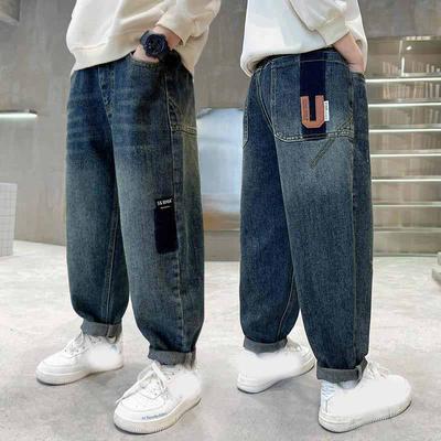 Jungen Frühling und Herbst Casual Elastische Taille Lose Lange Jeans