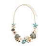 Ocean-Inspired Diamond Pearl Pendant Necklace with Starfish, Seashell, and Coral Accents