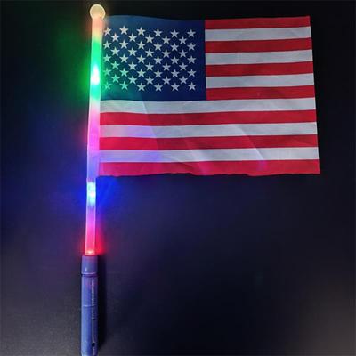 Glowing Flag Handheld Vivid Color LED Holiday Decoration Luminous Mini American Stick Flag