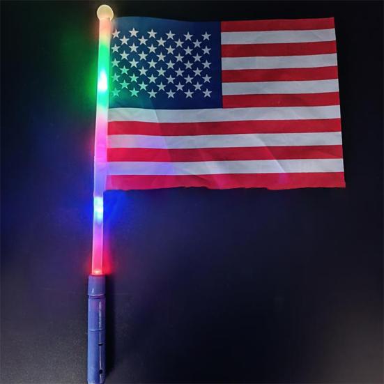 Glowing Flag Handheld Vivid Color LED Holiday Decoration Luminous Mini American Stick Flag