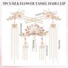 MAYCREATE® 5Pcs Flower Tassels Hair Pin Crystal Rhinestone Pearl Headpiece Drop Earrings Retro Brides Hair Accessories for Women Girls