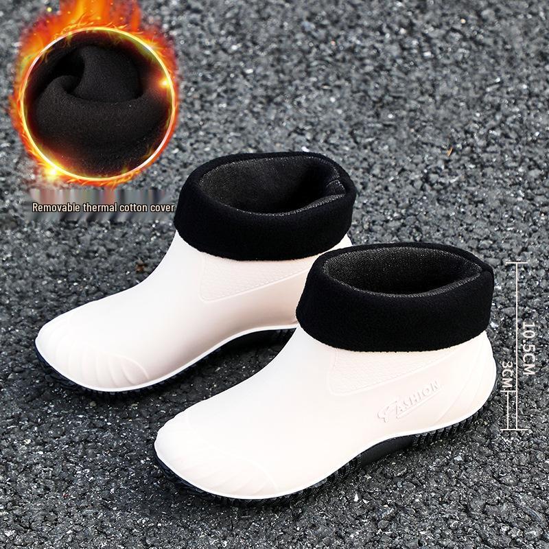 Women's Waterproof Low-Cut Korean Style Rain Boots - Fleece-Lined, Non-Slip Short Tube Fashion Shoes