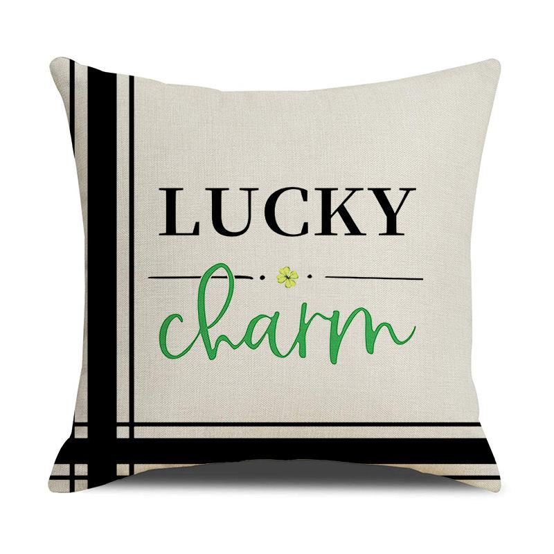 Jit St. Patrick's Day Nordic Style Pillow Waist Holiday Letter Linen Bedside Sofa Waist Pillow Case