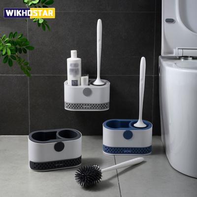 1set Wand-Toilettenbürste Haushalt Kein toter Winkel Badezimmer Toilettenreinigung Silikonbürste Toilettenbürsten-Reinigungsset Badezimmerzubehör