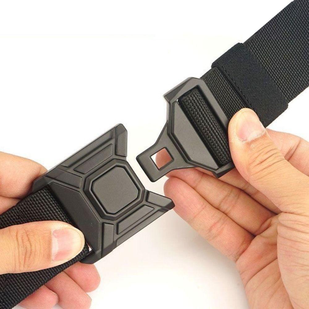 Luxury Brand Design Nylon Braided Belt Quick Release Plastic Fastener Waist Belt