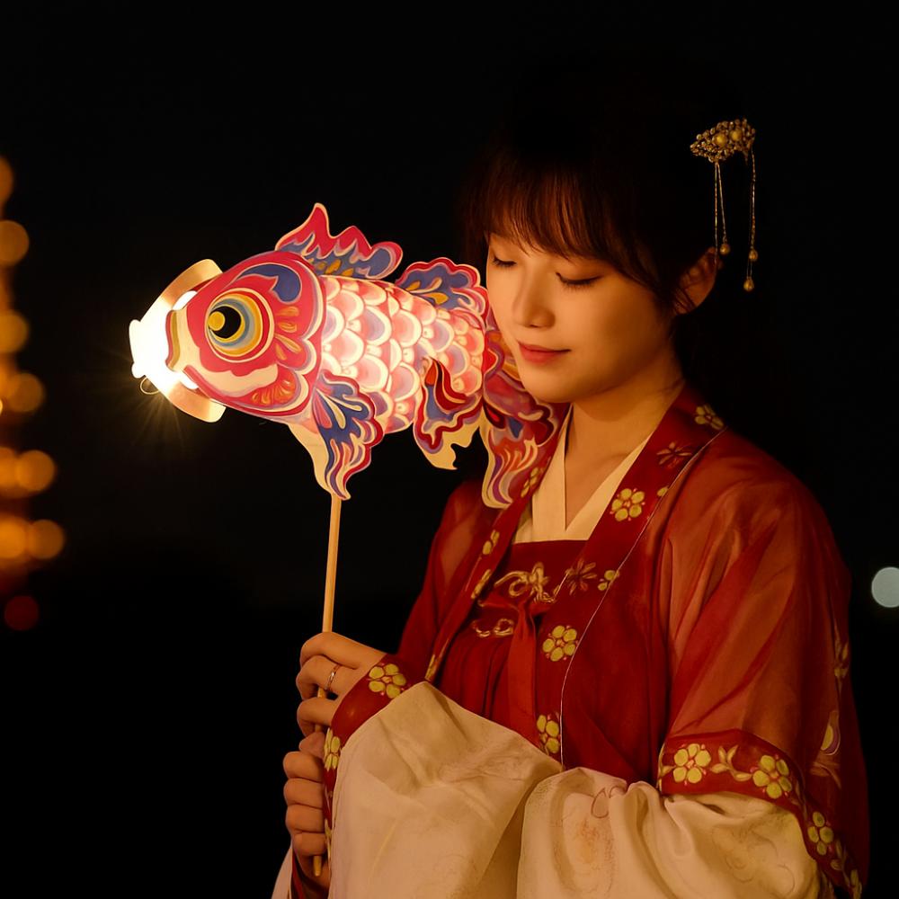 Creative Handmade Goldfish Lantern Lamp LED Light Glowing Koi Carp Lantern Luminous Paper DIY Lantern Materials Party Decor