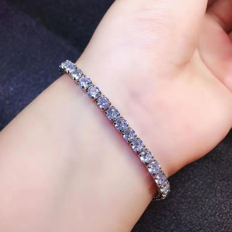 BELLA BOX Hot Selling Fire Color Full Diamond 3A Zircon Bracelet Female Simulation Mosan Diamond Male Star With The Hand Jewelry