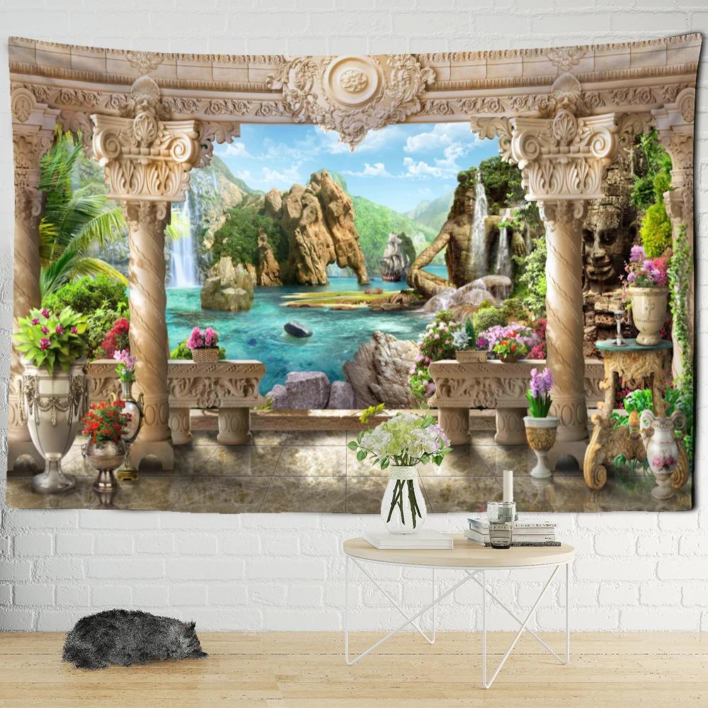 Nordic psychedelic hanging fabric background wall covering home decoration wall blanket tapestry bedroom wall hanging