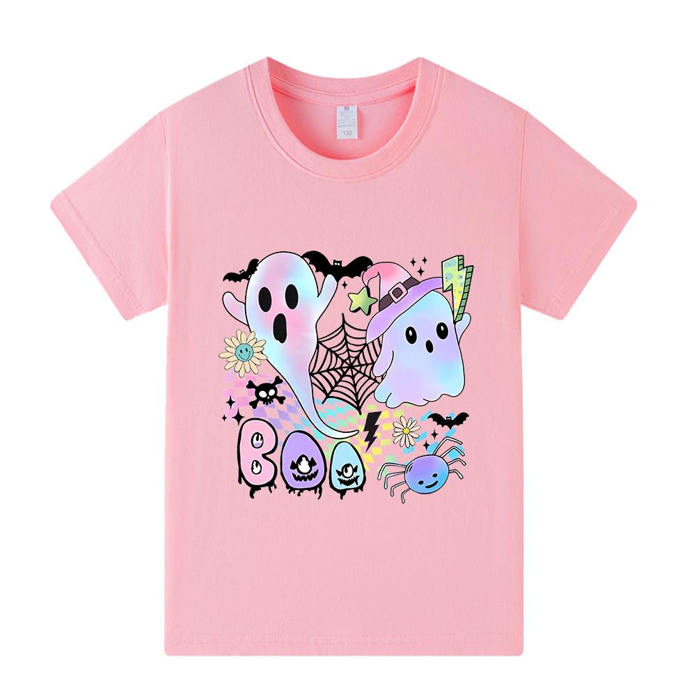 Kids Boys Girls Halloween Bat Ghost Short Sleeves T-shirt