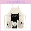 Noname Linen Cartoon Cat Apron With Waterproof Protection For Family Kitchen Use