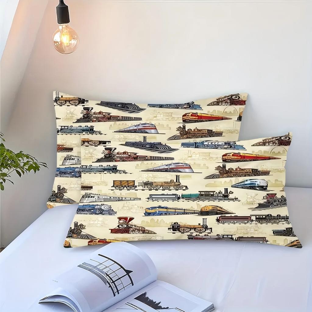 Comforter Vintage Painted Train Railway Pattern 3D Printed Simple Style Bedding Set Soft Comfortable S