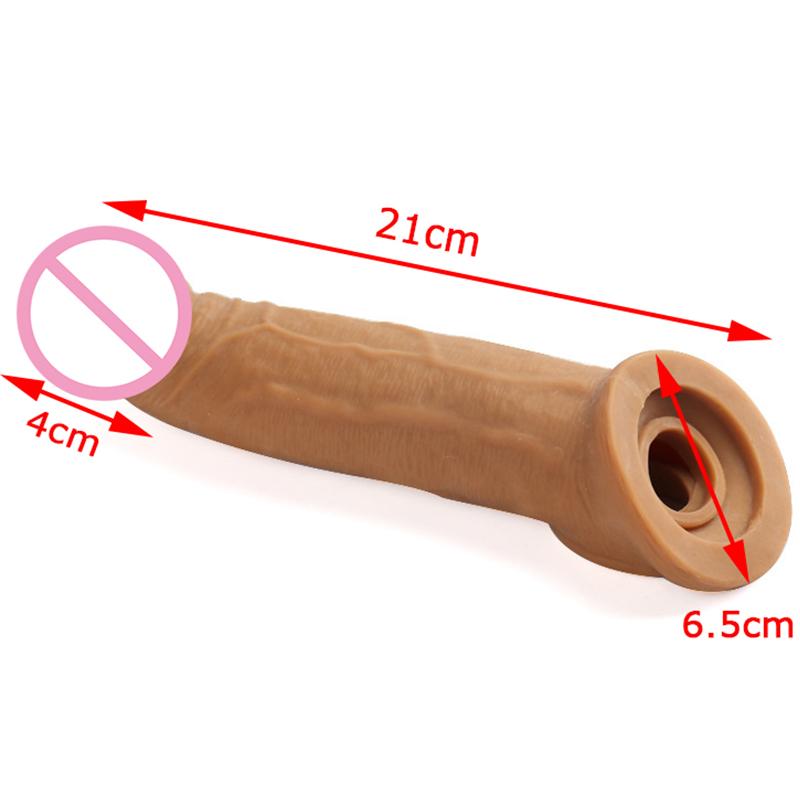 21CM Riesige Penishülle Wiederverwendbares Kondom Männlicher verzögerter Samenerguss Dildo Sexspielzeug für den Mann Realistischer Penis Penisring Erotik Sexshop