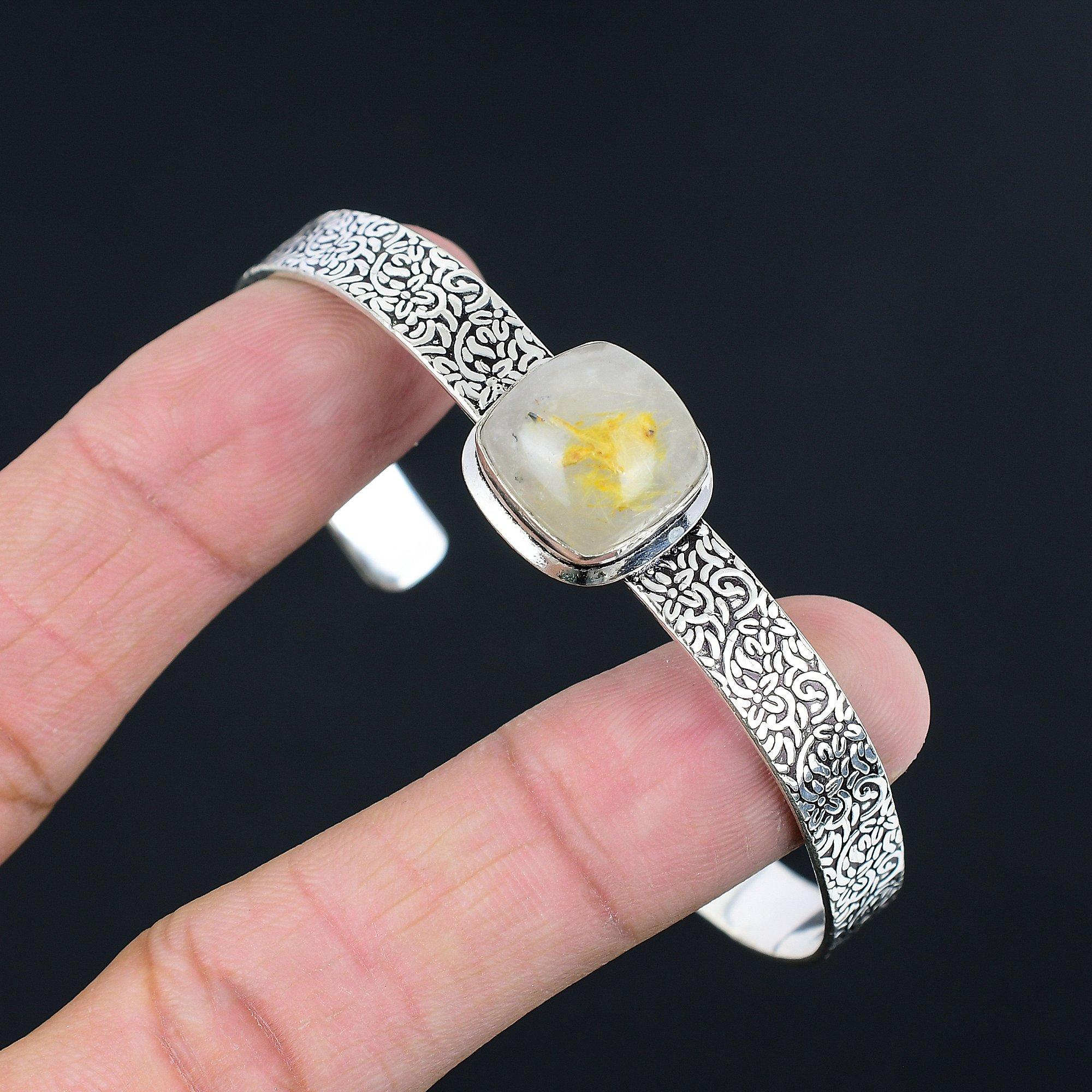 

Распродажа ко Дню дружбы Серебро 925 пробы Золотистый рутил Драгоценный камень Мать Новый браслет Adjustable