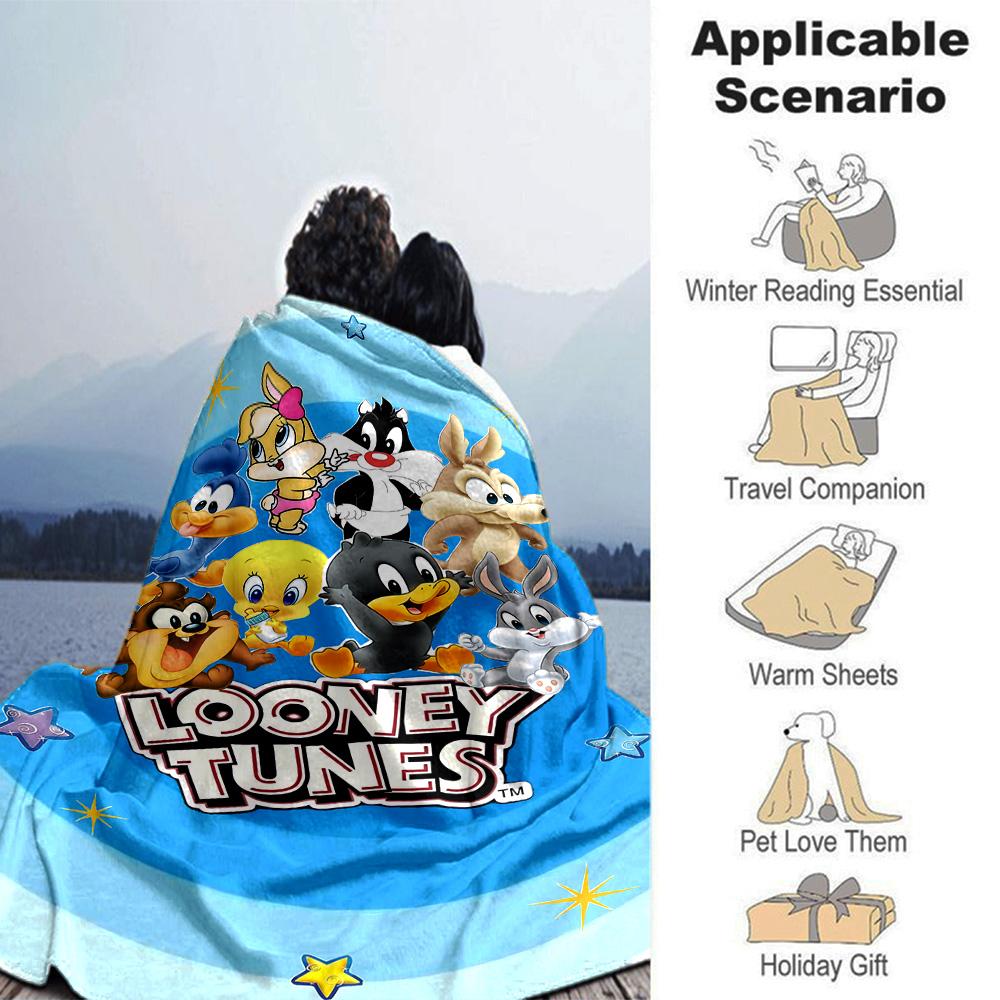 Classic Cartoon Character Art Flannel Blanket Super Soft Warm Cozy Blanket for Sofa Bed Office Travel All‑Season Home Decor Gift