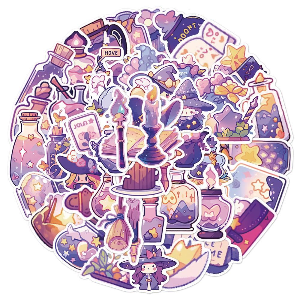 10/30/50pcs Kawaii Magic Potion Stickers Cute Witch Cartoon Decal Pack DIY Stationery Suitcase Laptop PVC Decoration Sticker Toy