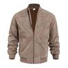 Men's Suede Zip Jacket - Casual Retro Long Sleeve Cardigan Coat