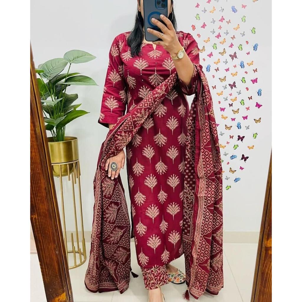 Women Designer Kurta Pant Dupatta Set Indian Bollywood Top Tunic Kurti Dress VF-20189