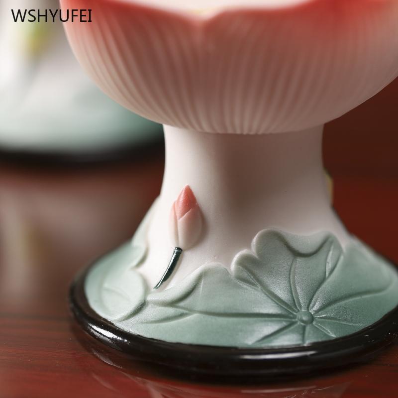 Home decoration accessories Ceramic Lotus Candlestick household Candlestick base for Buddha offering in front of the Buddha 1pcs