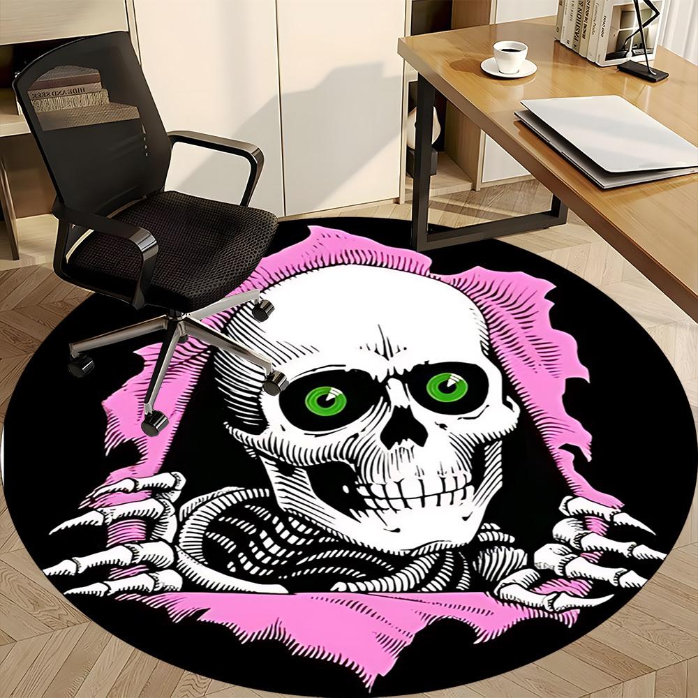 1pc Skull, Ripper Carpet, Round Non Slip Durable Large Size Office Carpet, Suitable for Office
