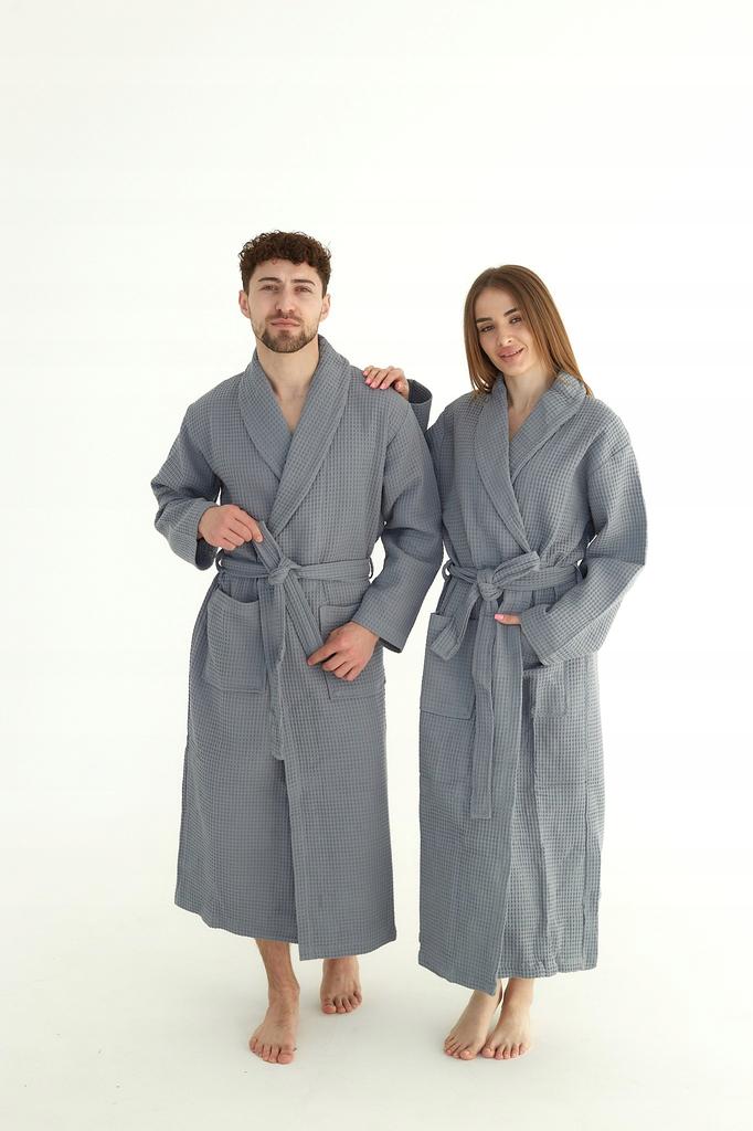 Long Thin Unisex Bathrobe With Pockets, 100% Cotton, Quick-Drying, M