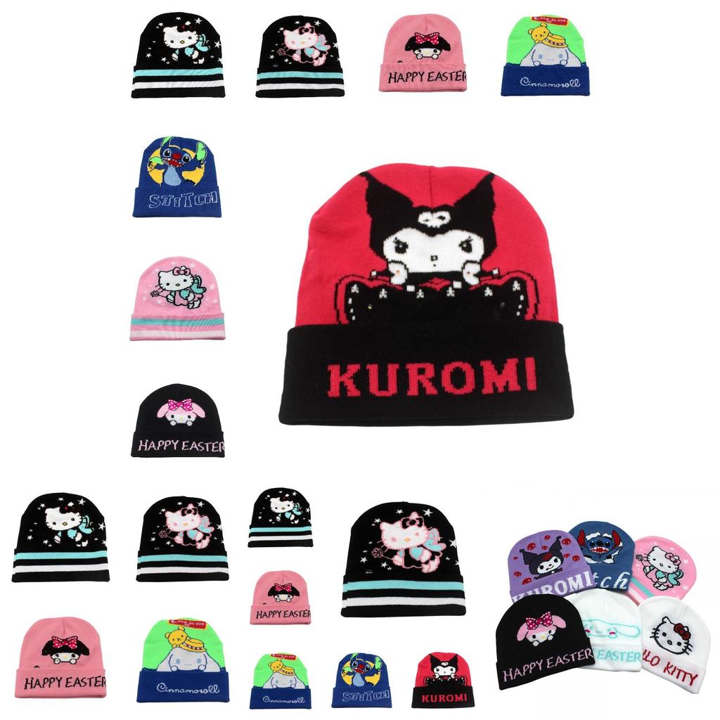 Cozy Knit Kawaii Kuromi Stitch Character Beanie Hat For Stylish Winter Warmth