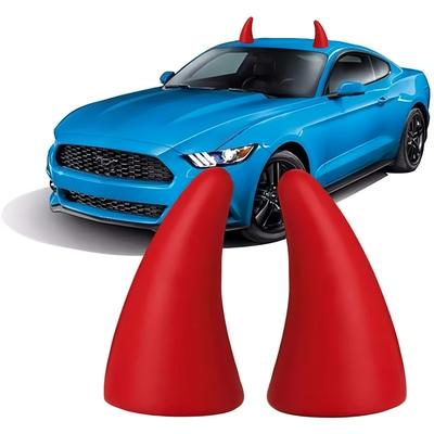 Pegatina de Cuernos de Diablo 3D para Coche Fácil de Encontrar Coche en el Aparcamiento Decoración del Techo del Coche Elasticidad Cuernos de Toro Decoración del Parachoques Anticolisión