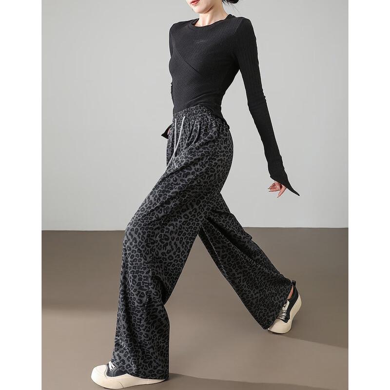 

Demana Women s Leopard Print Straight Leg Casual Pants S