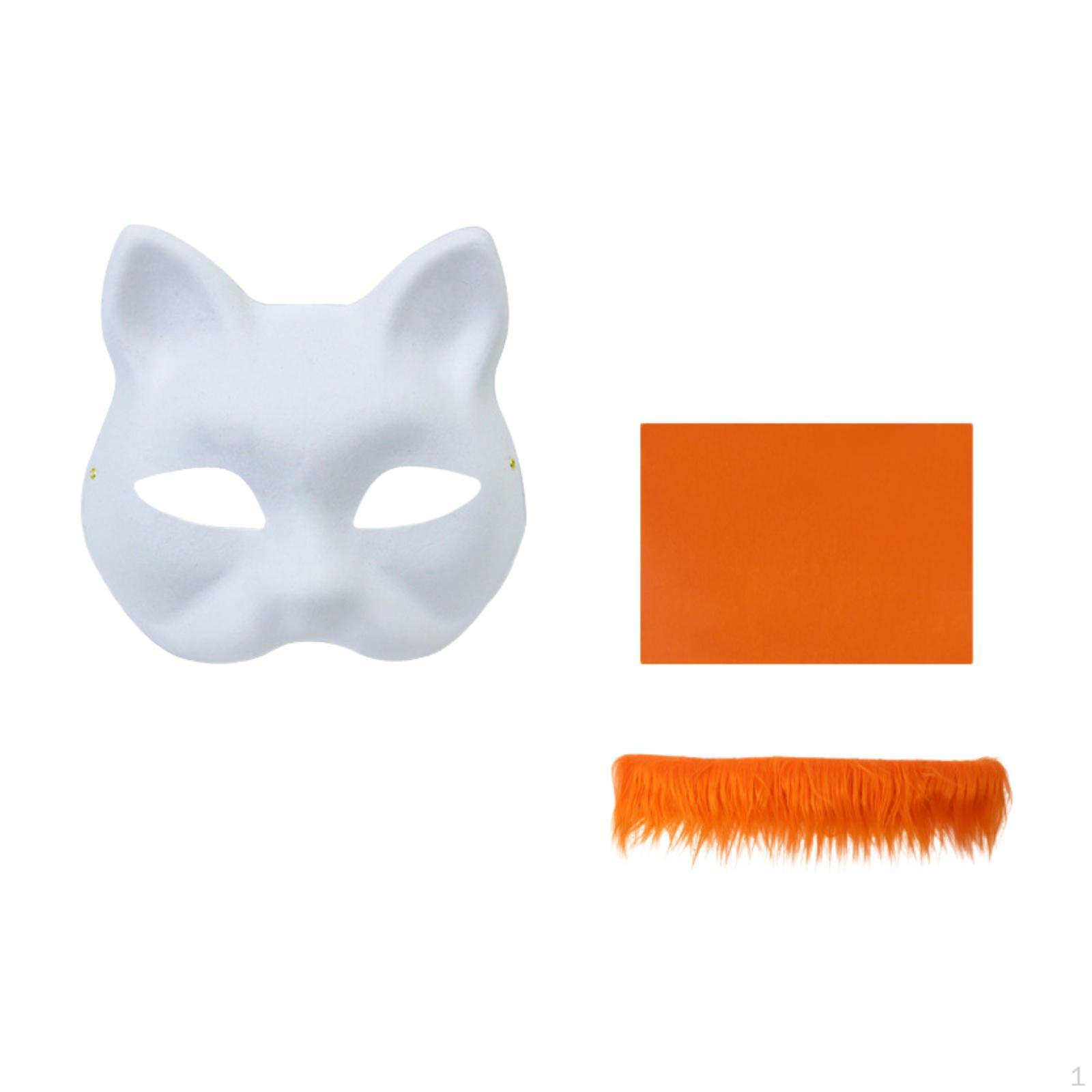 

DIY Therian Kit Paintable with Strip Mesh Sheet Blank Cat for Carnival Masquerade Dress up Festival оранжевый