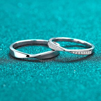 100 % 925er Sterlingsilber-Moissanit-Ring für Damen und Herren, Paarring, Valentinstagsgeschenk, Weißgold vergoldet, Unisex-Band