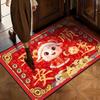 60*40cm Festive Decoration Door Mat Cartoon Front Door Decorative Carpet New Year Red Floor Mat