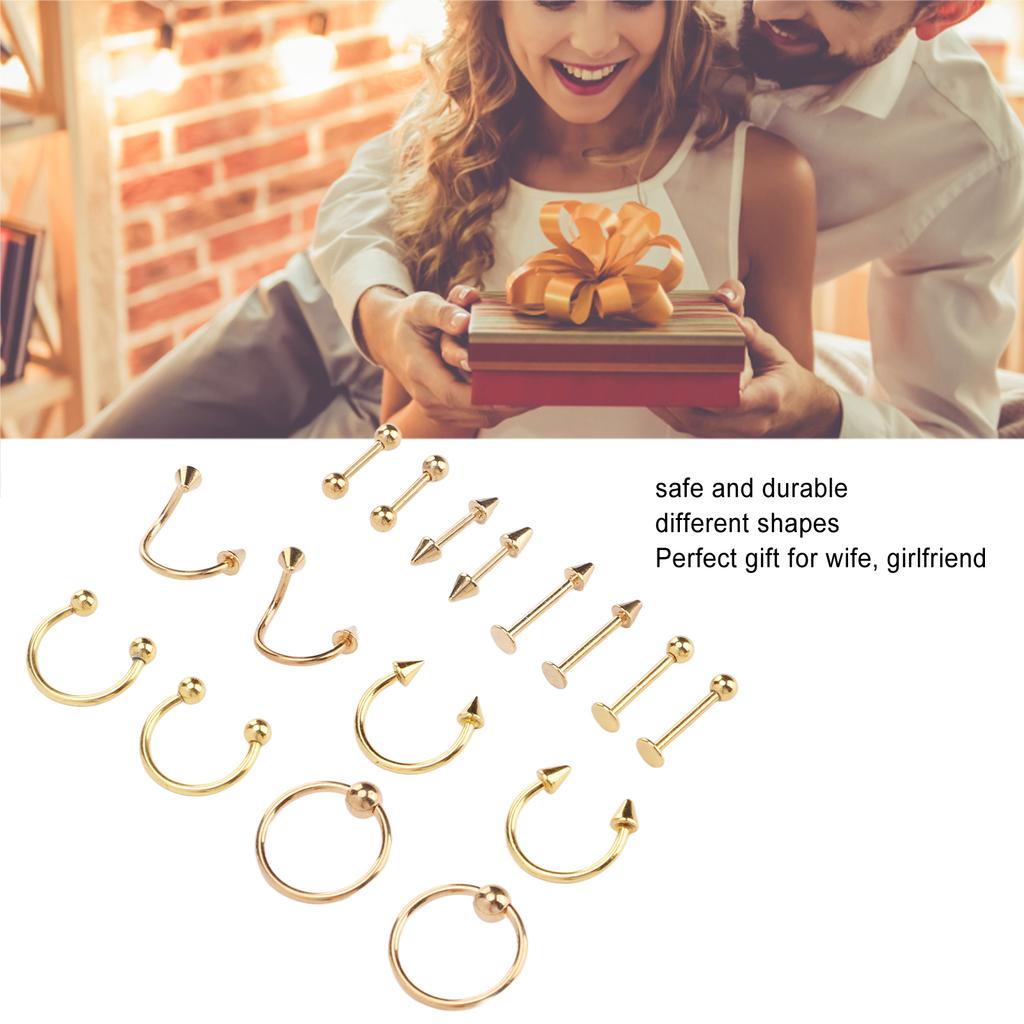 Nose Studs Set Stainless Steel Exquisite Different Shapes Safe Smoothing Polished Surfaces Nose Studs for Women
