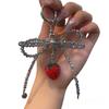 Phone Pendant Crystal Bowknot Rhinestone Strawberry Pendant Bag Pendant Car Keychain High-end Hanging Chain