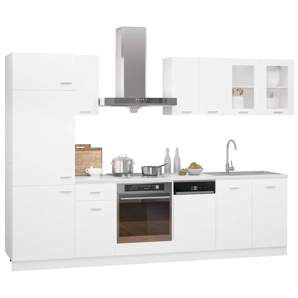 8 Piece White Kitchen Set Lyon Wood Based Panel Material
