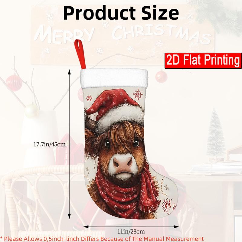 Christmas Decoration Fireplace Hanging Stocking A Single Christmas-Themed Item Featuring a Festive Cow, Ideal