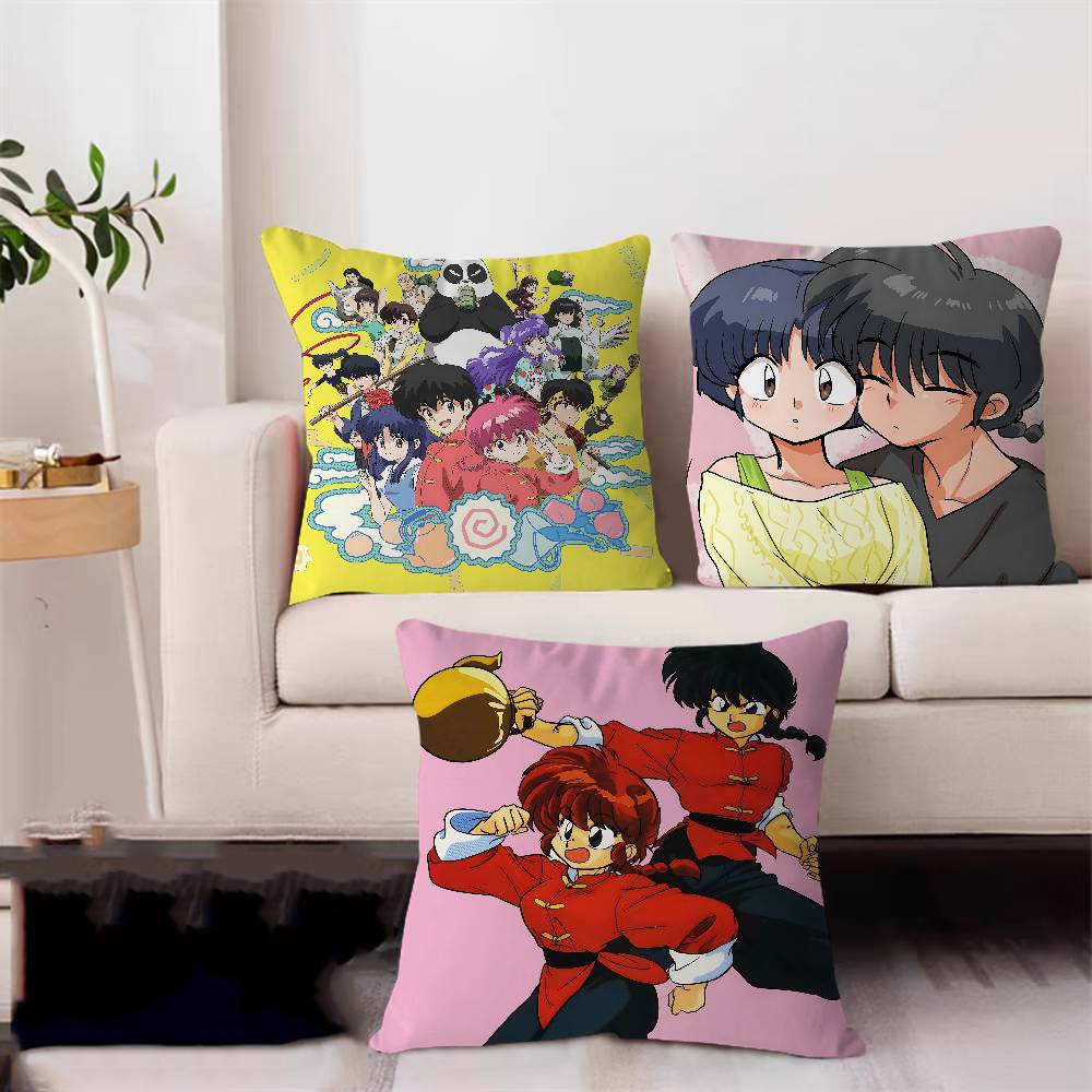 Ranma Anime Throw Pillow Cover 45x45cm Soft Cozy Cotton Outdoor Decorative Pillowcase Covers With Zipper For Couch Sofa Bedroom