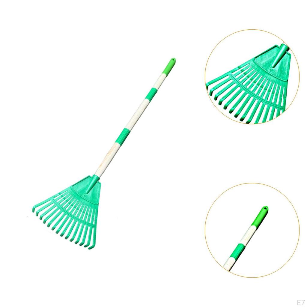 Detachable Leaf Rake with Wood Handle for Kids in Flower Beds