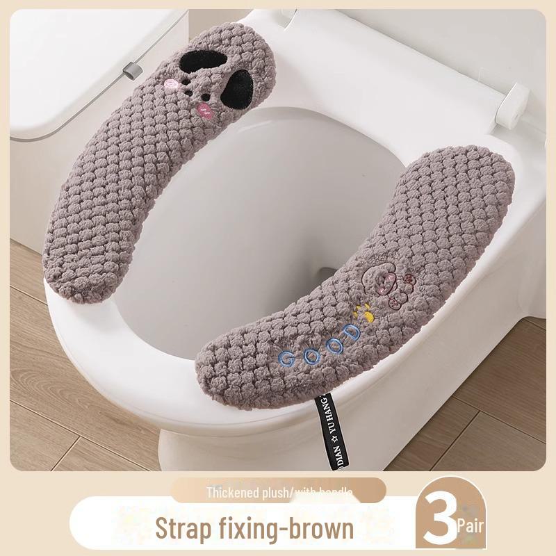 Universal Waterproof Plush Toilet Seat Cushion for All Seasons - Thickened Winter Design