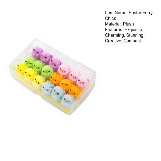 Mini Plush Easter Chickens Furry Fake Pom Chicks Miniature Farm Animals Figurine for Party Favors DIY Crafts Table Decoration
