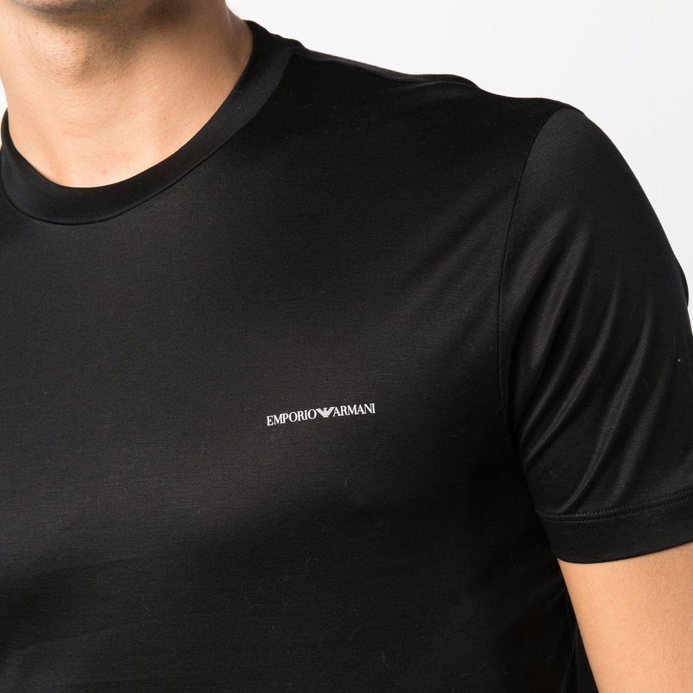 Emporio Armani SS22 Letter Print Pullover Round Neck Short Sleeve T-Shirt Men Tops Black 8N1TD81JUVZ0999