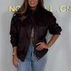 Vintage Suede Jacket European and American Bomber Jacket Spring Lapel Casual Long-sleeved Tooling Top Women's Clothing